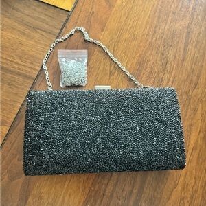 Elegant Black Beaded Clutch